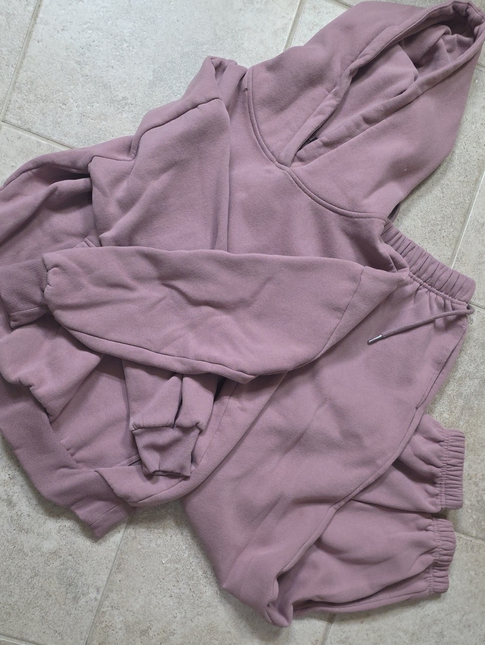 Cozy Mauve Hooded Sweatshirt and Pants Set - Women